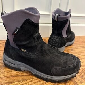MERRELL TUNDRA WATERPROOF Boots,  Thinsulate, black suede, sz 10, Excellent!